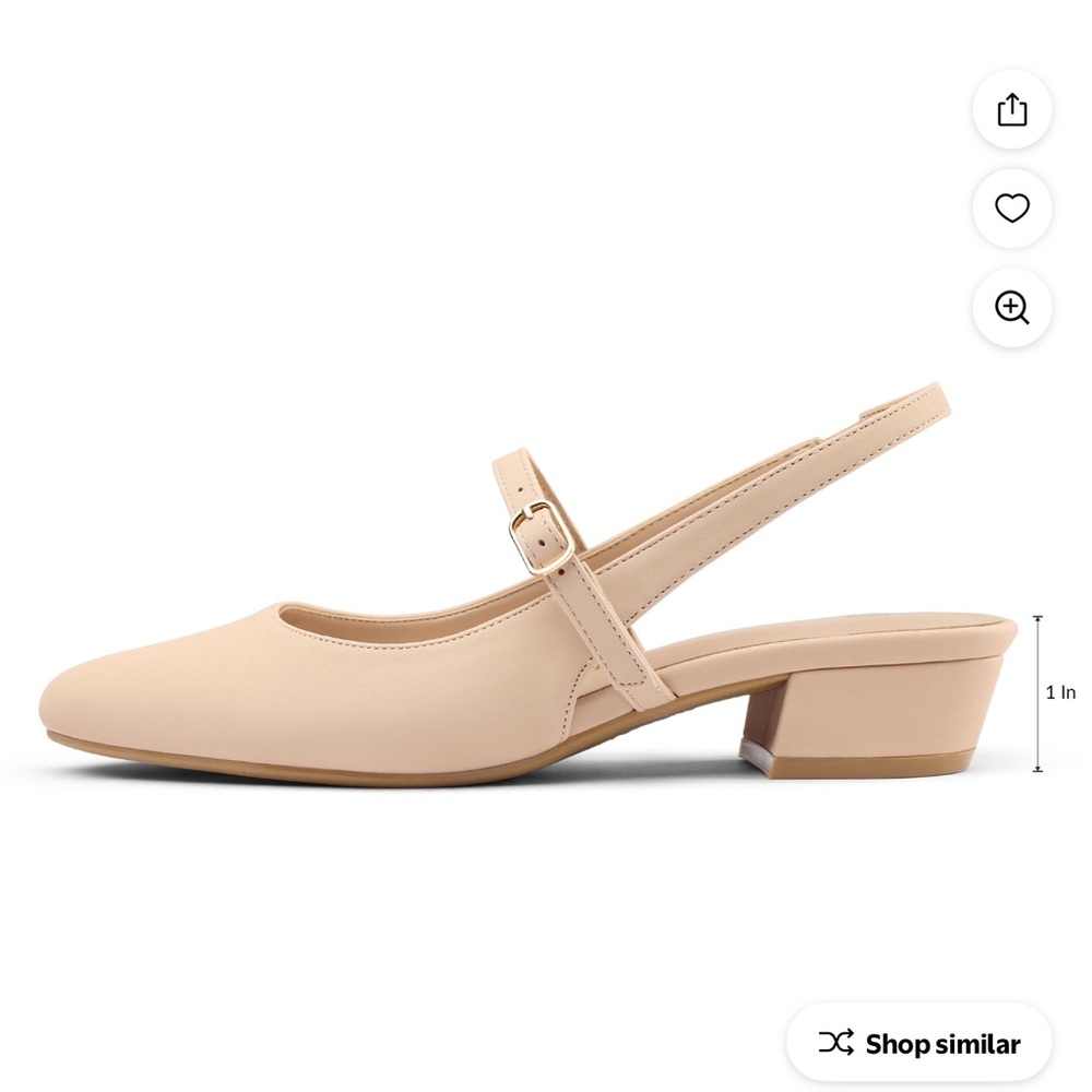 Pennysue Women's Slingback Sandals Nude Low Block Heel Mary Jane Pumps 7.5
